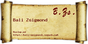 Bali Zsigmond névjegykártya